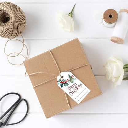 Andaz Press Christmas Holiday Season Classic Gift Tags, Merry Christmas to from Classic Favor Tags, Watercolor Holly Branch Leaves Design, for Holiday Events, Parties, and Favors, 60-Pack