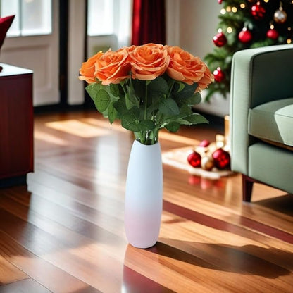 30pcs Artificial Rose Flower Orange Rose Orange Flower with Long Stem Silk Roses Bouquet for Wedding Bridal Shower Party Home Decoration