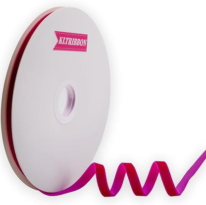 Nylon Single Face Velvet Ribbon,3/8 Inch X 25 Yards Spool (Shocking Pink)