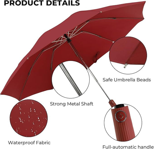 Compact Inverted Travel Umbrella, Automatic Open Close, 9-Rib 46 Inch Windproof Umbrella, Waterproof UPF 50+, Portable Umbrellas for Men, Women, Travel, and Daily Use