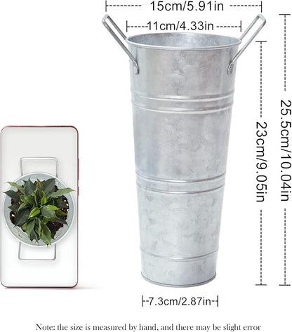 Galvanized Iron Rustic Vases, Water Leakage Proof Flower Bucket Pots ,Set of 4, Flower Arrangement Decoration and Household Decor Displayed in Flower Shops or Homes (9.03" H,4 Pieces)