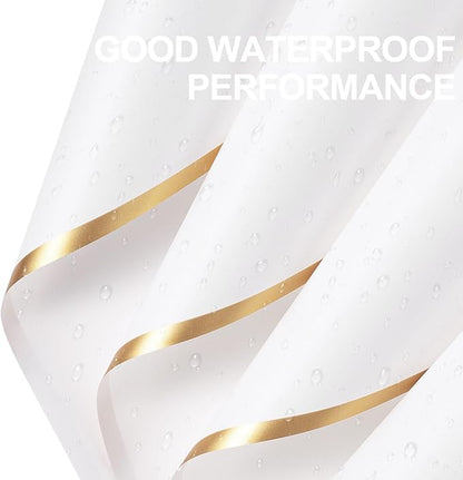 WRAPAHOLIC 20 Sheets Flower Wrapping Paper - 22.4 x 22.4 inch White with Gold Edge Water-Resistant Floral Bouquet Wrapping Paper, Florist Supplies Packaging Paper for Wedding Birthday Gift DIY