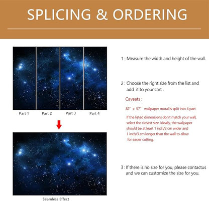 Galaxy Wallpaper Peel and Stick Night Sky Ceiling Self-Adhesive Mural for Living Room Bedroom 82"x57"