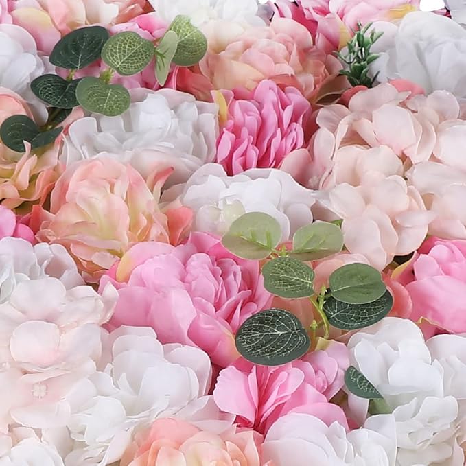 Artificial Flower Wall Backdrop Panels, 12Pcs Wedding Wall DIY 3D Floral Panels, Flower Panels for Wall, Floral Background Mat for Birthday Party Shop Fhoto Backdrops Home Decor, 15.75x23.62 inch