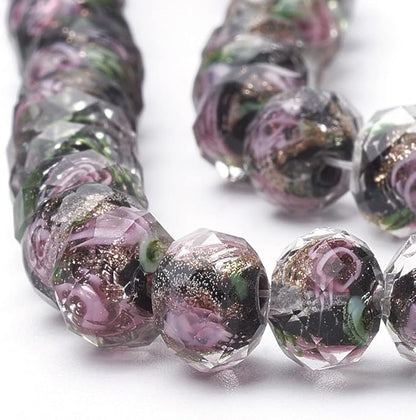 PH PandaHall 45pcs 9~12mm Gold Sand Lampwork Beads Glass Handmade Round Loose Beads for Rosary Making Jewelry Craft Making with 2mm Hole - Black