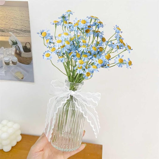 Small Blue Daisy Flowers Artificial,2 Bouquet/12Pcs 10 Inch Fake Daisies,Spring Summer Wild Flower for Party Decor，Home Decor Indoor (Blue)