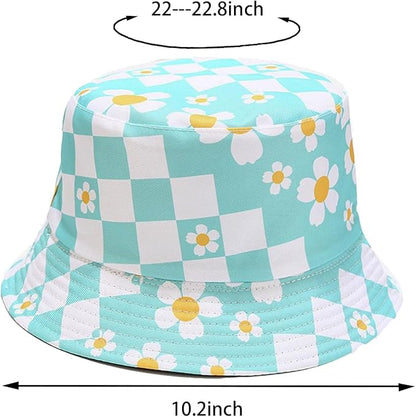 Bucket Hat for Women Men, Cotton Reversible Double Side Wear Sun Hats Beach Fisherman Hat