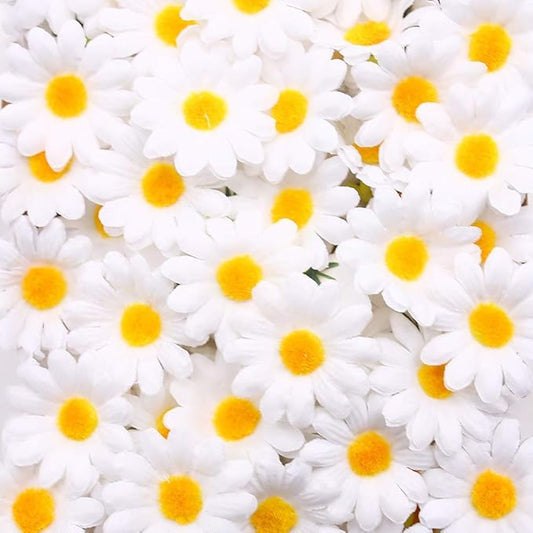 JOHOUSE 200PCS Silk Daisy Flower Heads for DIY Crafts - 1.5 Inch Gerbera Chrysanthemum Artificial Daisies for Bouquets, Baby Showers, Wedding & Home Decor