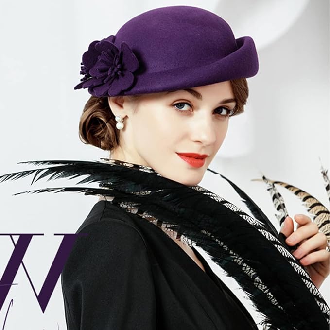 Women Wool Felt Ribbon French Fashion Vintage Millinery Beret Hats Top Cap Ladies Party Wedding Fedoras Chapeau