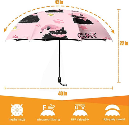 Small Compact Travel Automatic Folding Umbrella for Women, Portable Lightweight, Rain, Wind, UV Sun Shade