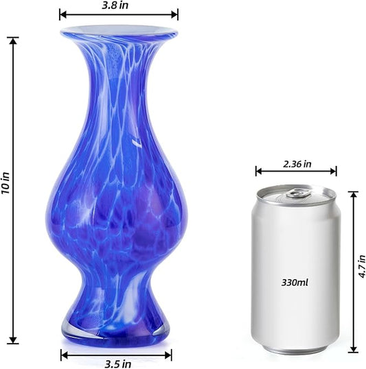 KAMMAK Colored Glass Vase, Beautiful Hand Blown Decorative Vase, Modern Art Vase for Flower Mantle Dining Table Centerpiece, Entryway Living Room Wedding Decoration, HR006