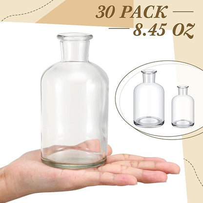 Lallisa 30 Pcs 4.9 Inches Small Glass Bud Vases Bulk Mini Flower Vases for Centerpieces Decorative Glass Bottles Vintage Rustic Decoration for Wedding Dining Table Home Decor