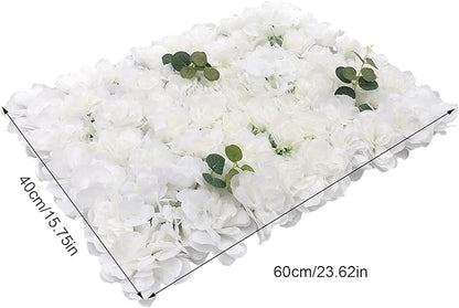 LOYALHEARTDY 12 Pack Artificial Flower Wall Panels 24" x 16" Wall Backdrop Faux Hydrangea and Rose Flower Backdrop Panels for Decor Wedding Party Event Decoration
