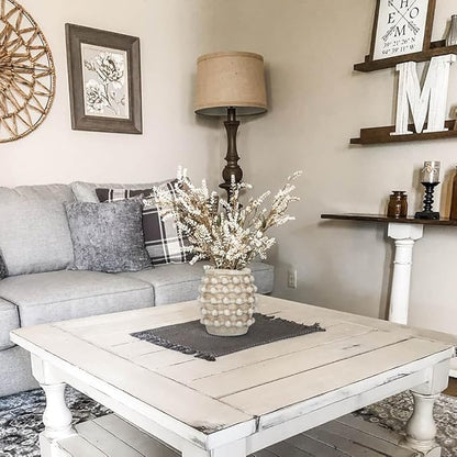 Rustic Farmhouse Vase, Boho Beige Vase for Pampas Grass Small Textured Knotted Vases for Flowers Decorative Cement Floral Vases for Home Decor, Living Room, Dining Table