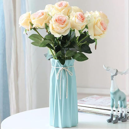 Ceramic Flower Vase Modern Home Decor Vases for Centerpieces Blue Minimalist Farmhouse 9.5" H x 3.9" W Cute Decorative Vases Flowers Tulip Pampas Grass Vase for Table Bathroom Shelf