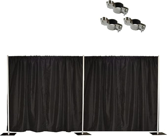 Crowd Control Center 8'x20' Pipe and Drape Backdrop Kit in Premier Fabric (8'x20' Black+Clamps)