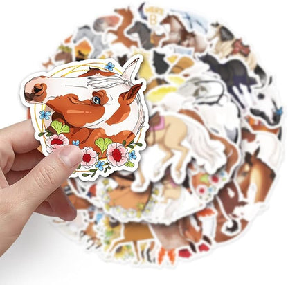Horse Stickers for Teens Boy Girls Kids|50 Pcs|Cute Vinyl Animals Waterproof Stickers for Laptop Computer Phone Luggage Flasks Water Bottle Bike Car Notebook Tablet,Lovely Cartoon Decals Pack(Horse)