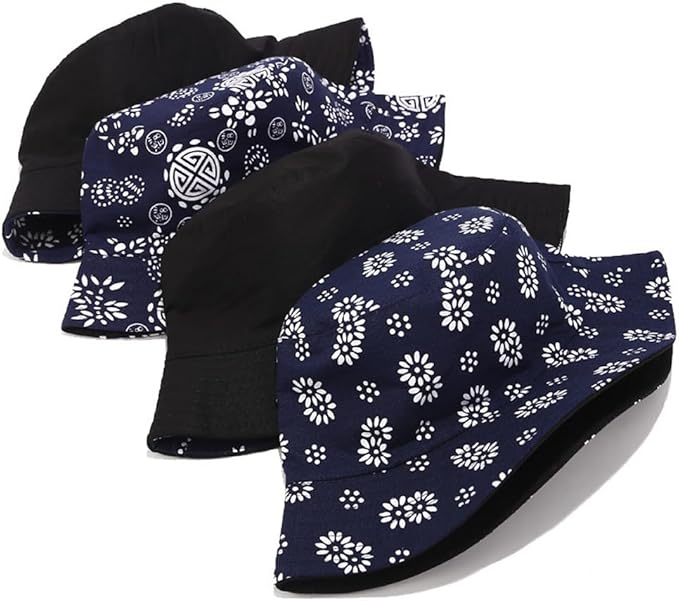 Quanhaigou Bucket Hat for Men Women,Packable Reversible Printed Sun Hats,Fisherman Outdoor Summer Travel Hiking Beach Caps