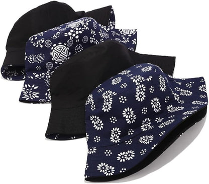 Quanhaigou Bucket Hat for Men Women,Packable Reversible Printed Sun Hats,Fisherman Outdoor Summer Travel Hiking Beach Caps