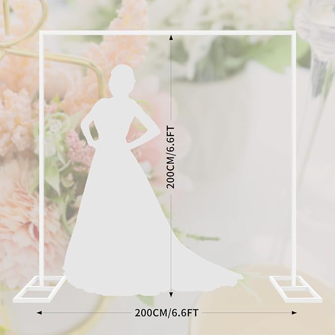 6.6FT White Metal Wedding Arches for Ceremony Square Balloon Arch Stand Rectangular Backdrop Stand for Anniversary Birthday Party Bridal Shower Home Indoor Outdoor Decoration