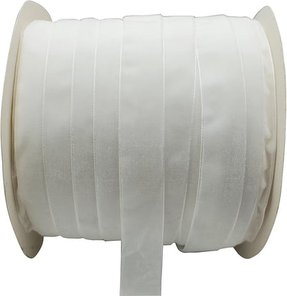 10 Yards Velvet Ribbon Spool (White, 1")