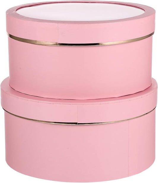 TOVINANNA 2pcs Floral Packaging Boxes with Lids for Valentine S Day Round Window PVC Flower Boxes Coated Paper Lightweight and Portable for Weddings Birthdays Anniversaries