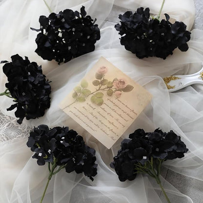 Tifuly Hydrangea Artificial Flowers -12 pcs Realistic Fake Hydrangea Silk Flowers with Stems Faux Hydrangea Flowers Heads for Office Home Party Wedding Centerpiece DIY Floral Decor（Black）