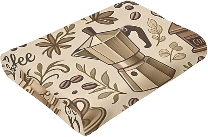 Coffee Blanket Cafe Throw Blanket Food Soft Cozy Fleece Fuzzy Stuffed Plush Flannel Gifts for Girls Women Boys Kids Adults 60"X80"