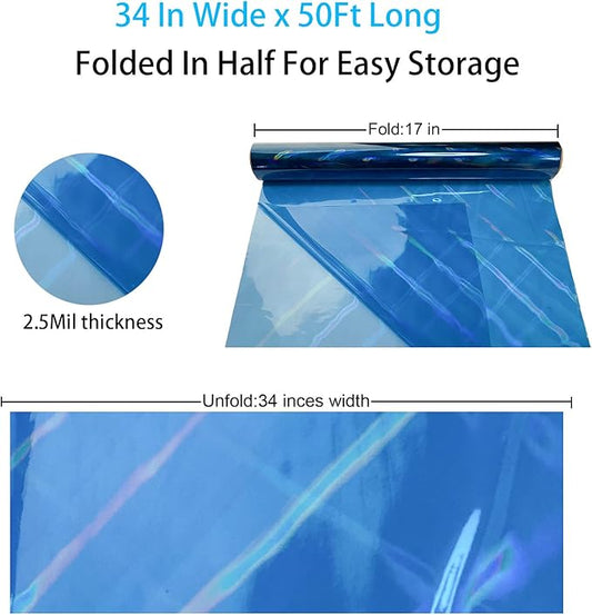CMFYHM Iridescent Deep Blue Cellophane Wrap Roll I 34 In Wide X 50 Ft Long I Colorful Cello Perfect For Baskets,Gifts, Treats,Birthday Holiday Wedding Floral, Party Arts Crafts Decoration