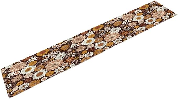 Boho Floral Table Runner, Vintage Country Farmhouse Daisy Flowers Modern Kitchen Dining Room Decoration for Indoor and Outdoor Wedding Party Banquet Table Runner 13x90 Inch