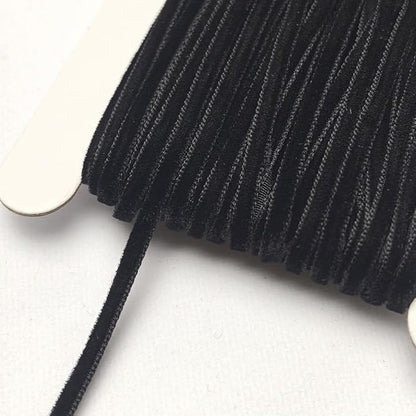 Chenkou Craft Black 25 Yards 1/8" 3mm Velvet Ribbon Lots Bulk (Black, 1/8"(3mm))