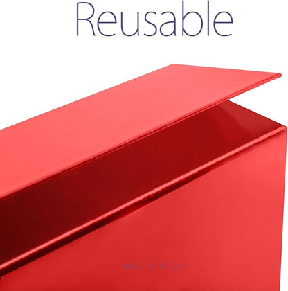 Christmas Large Gift Box with Lid 13.5x9x4.1 Inches, Red Bridesmaid Proposal Gift Box with Magnetic Closure for All Occasion (Glossy Red)