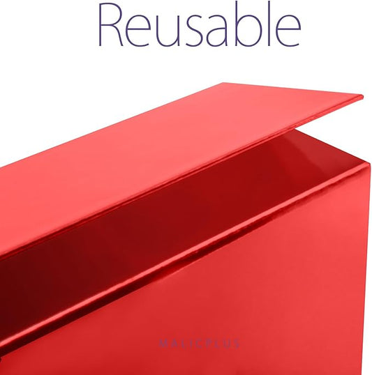 Christmas Large Gift Box with Lid 13.5x9x4.1 Inches, Red Bridesmaid Proposal Gift Box with Magnetic Closure for All Occasion (Glossy Red)