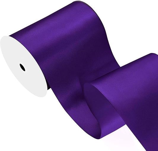 Purple Satin Ribbon 4 inch X 15 Yards Polyester Ribbon for Gift Wrapping Very Suitable for Weddings Party Hair Bow Invitation Decorations and More