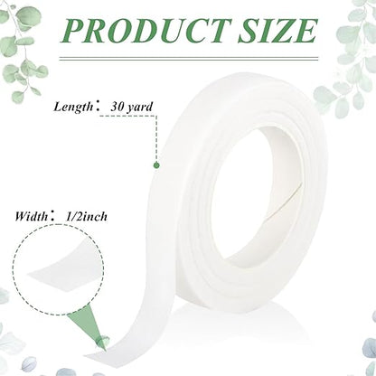 Phinus 9 Rolls Floral Tape, 1/2 Inch x 30 Yard Flower Tape, Green Floral Tape for Floral Crafts Supply, Bouquet Stem Wrapping, Wedding Bouquet (White)