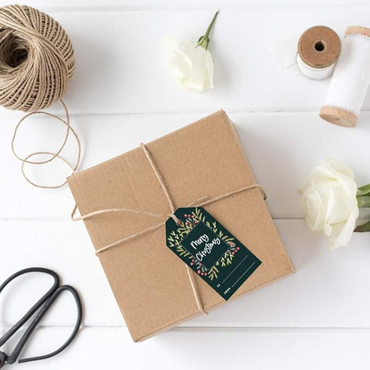 Andaz Press Christmas Holiday Season Classic Gift Tags, Merry Christmas to from Classic Favor Tags, Christmas Square Wreath Design, for Holiday Events, Parties, and Favors, 60-Pack