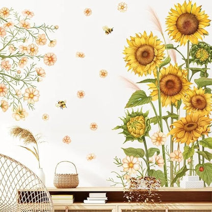 12x36 Inch Set of 2- Floral Wall Decals for Decor, Self Adhesive Vinyl for Home Decor- Gift for Friends for Christmas, Birthday, Thanksgiving, Holiday (Floral #7)