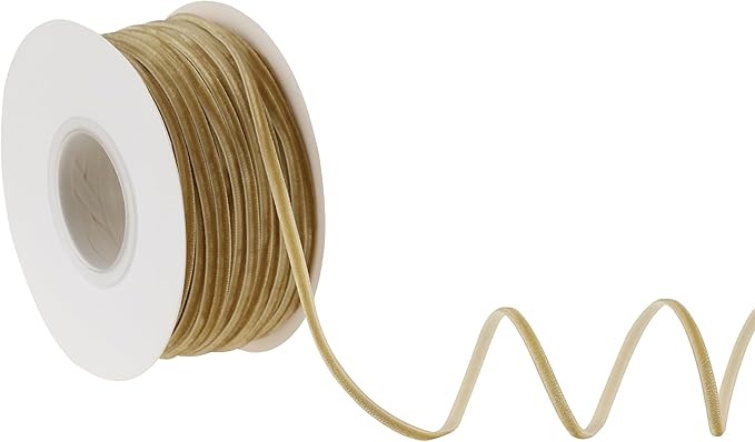 MAYREEL 1/8 Inch Khaki Velvet Ribbon Thin Beige Vintage Ribbon for Wedding Invitations Gift Wrapping Party Favor Boxes 50 Yards