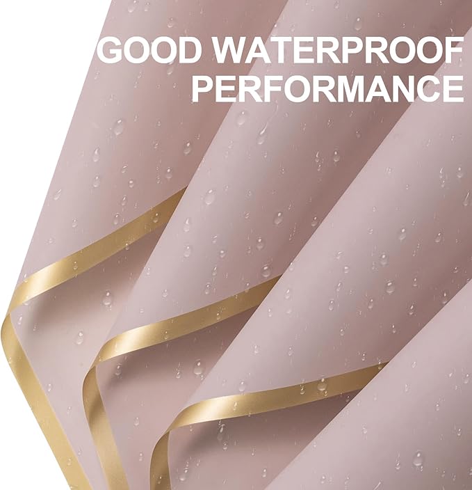 WRAPAHOLIC 20 Sheets Flower Wrapping Paper - 22.4 x 22.4 inch Gold Trim Lotus Pink Water-Resistant Floral Bouquet Wrapping Paper, Florist Supplies Packaging Paper for Wedding Birthday Gift DIY