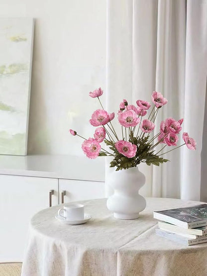IPOPU Pink Artificial Poppy Silk Flowers 6pcs for Decoration - Faux Flowers With Stems for Wedding Centerpieces, Tables, Bridal Shower Party Decorations
