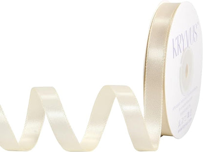 Cream Satin Ribbon, Double Faced 1/2 Inch X 25 Yards Cream Ribbon, Premium Satin Ribbon for Gift Wrapping, Crafts, Hair Bow Making, Sewing, Flower Bouquet, Wedding Party Decor