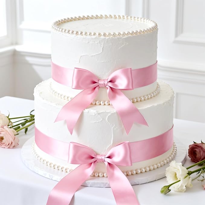 KINGLAKE Pink Satin Ribbon - 1 1/2'' x 100 Yards Polyester Pink Ribbon for Gift Wrapping Valentines Day Wedding Party Decoration DIY Crafts Floral Bouquets and Wreath Bows