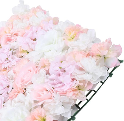 20PCS Artificial Flower Panels, Pink Silk Wedding Flower Panels Banquet Flowers Board, Flower Backdrop Wall for Photo Party Wedding Background Decor