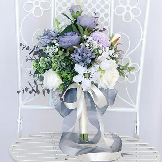 S_SSOY Wedding Bouquet Bride,Bride Bridal Bouquet Bridesmaid Artificial Flowers for Ceremony Anniversary Party Bridal Shower Decoration Wedding Bouquets (Purple)