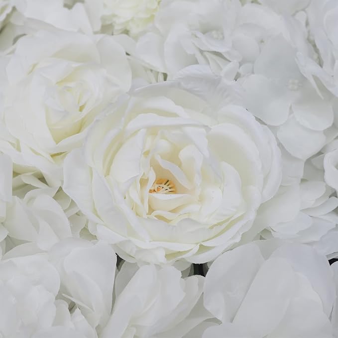 Gdrasuya10 6pcs Realistic Flower Wall Background Artificial Flowers Wall Backdrop Panel 3D Silk Rose Fake Flower Wall Panel Banquet Wedding Party Decor, Photography Background 60 x 40 cm