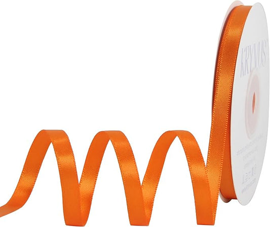 Premium Double Faced Satin Orange Ribbon, 1/4 Inch X 25 Yards, Perfect for Gift Wrapping, Crafts, Wedding Decor