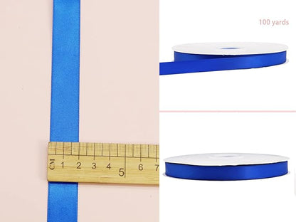 Royal Blue Double Faced Satin Ribbon 7/8 Inch - 100 Yards Continuous Gift Wrapping Package Ribbon for Invitations, Flower Bouquets, Weddings, Bows, Hair Decoration, Valentine's Day, and Mother's Day