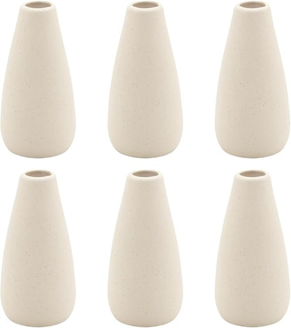 YANLING 6 Pack Modern Small Vase for Flowers, Light Yellow Ceramic Vases for Pampas Grass, Boho Vases for Home Decor Table Shelf Office Bedroom