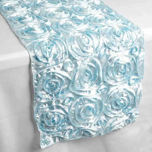 Efavormart Wonderland Rosette Premium Table Runners for Weddings Party Banquets Decor Fit Rectangle and Round Table - Light Blue