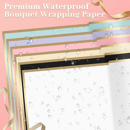 260Pcs Flower Bouquet Wrapping Paper Kit, 60 Sheets Waterproof Paper, 36 Butterflies, 8 Crowns, 1 Headband, 4 Ribbons, 15 Cards, 100 Diamond Pins, 30 Floral Wire, 3 Stickers, 3 Tapes (3 Mix Colors)